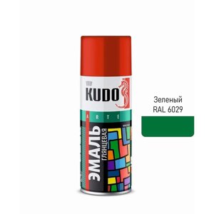 Аэрозольная краска эмаль KUDO универсальная зелёная RAL 6029, 520 мл
