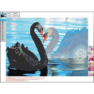 Алмазная мозаика 5D 'Лебеди' 30 x 40 см, без подрамника, частичное заполнение