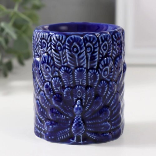 Аромалампа керамика 'Павлин' синяя 7х7х8,5 см