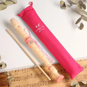 Блокфлейта Music Life, 8 отверстий, розовый чехол, шомпол, 30 см