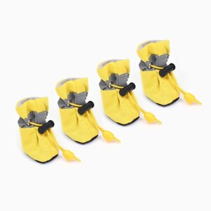 Ботинки для собак 'Уют' с утяжкой, набор 4 шт, размер 3 (4, 5 х 3, 5 см), жёлтые