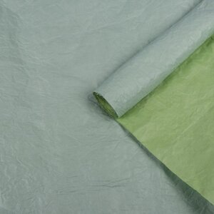 Бумага упаковочная перламутровая 'Эколюкс двухцветная'морская волна - салатовый, 0,7 x 5 м