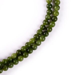 Бусины из натурального камня 'Зелёный нефрит' набор 90 шт., размер 1 шт. 4 мм