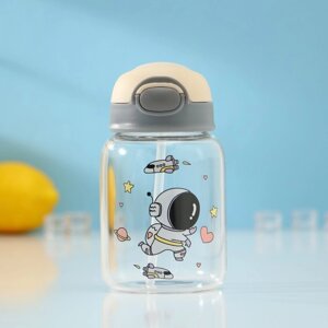 Бутылка для воды стеклянная 'Космонавты'450 мл, 8,2x15 см, цвет МИКС