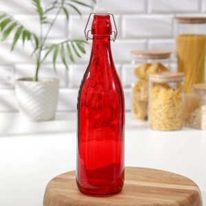 Бутылка стеклянная для соусов и масла с бугельным замком 'Галерея'1,11 л, 9x32 см цвет МИКС