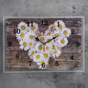 Часы-картина настенные, серия Цветы, Ромашки в форме сердца'25 х 35 см