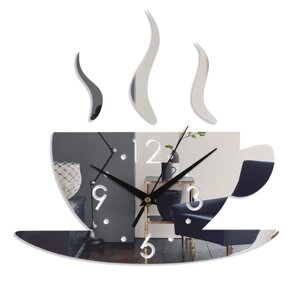 Часы-наклейка, серия DIY, Аромат кофе'28 х 28 см, 1 АА, серебро