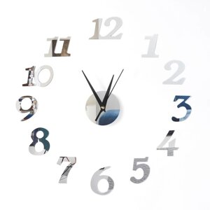 Часы-наклейка 'Ясмина'd-45 см, сек. стрелка 13 см, цифра 7.5 х 5 см, серебро