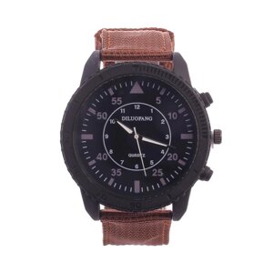 Часы наручные мужские 'Солдат'коричневые, d4.5 см, ремешок текстиль 22 мм