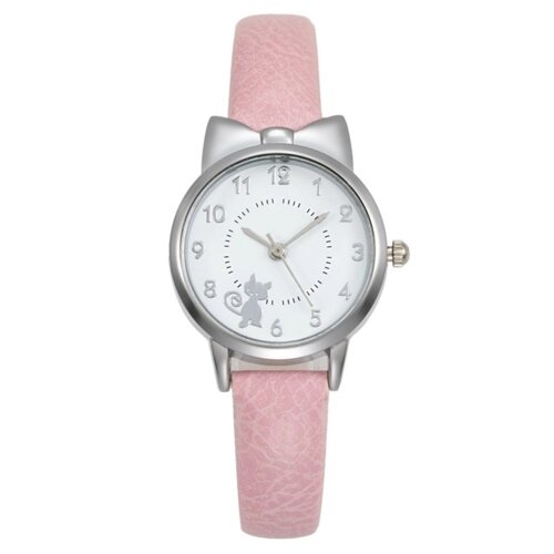 Часы наручные женские 'Котик'd-2.8 см, розовый ремешок