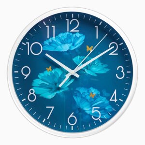 Часы настенные 'Цветы'd-25 см, плавный ход