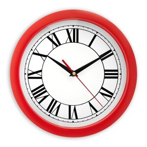 Часы настенные 'Классика'римские цифры, красный обод, 28х28 см
