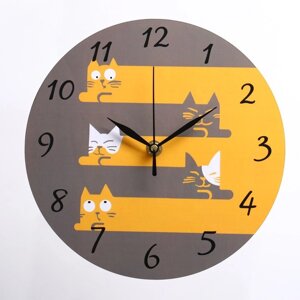 Часы настенные 'Коты'дискретный ход, d-23.5 см