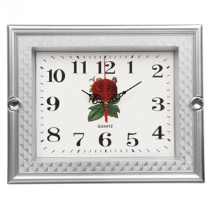 Часы настенные 'Роза'22.5 х 27.5 см, плавный ход