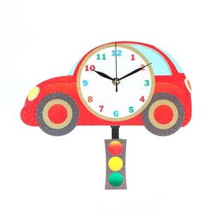 Часы настенные, серия Детские, Машина'с маятником, 31 х 29 см