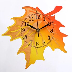 Часы настенные, серия Детские, Осенний лист'дискретный ход, 27 х 25 см