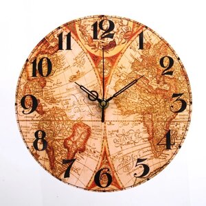 Часы настенные, серия Интерьер, География'дискретный ход, d-23.5 см