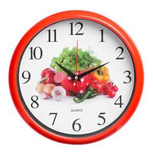 Часы настенные, серия Кухня, Овощи'плавный ход, d-26.5 см