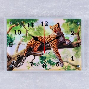 Часы настенные, серия Животный мир, Леопард на ветке'25х35 см