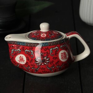 Чайник керамический заварочный с металлическим ситом 'Лотос'200 мл, цвет красный
