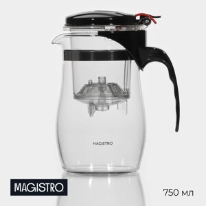 Чайник стеклянный заварочный Magistro 'Мехико'750 мл, с металлическим ситом, пластиковая колба