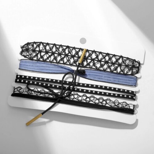Чокер 'Ассорти' плетение, набор 5 шт. цвет чёрно-синий, L30,5 см