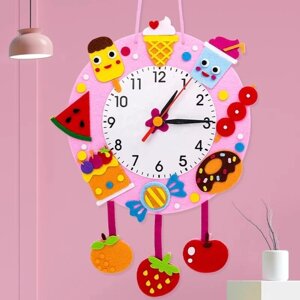 Детские настенные часы DIY 'Вкусняшки' сделай сам, плавный ход, 22 х 29 см