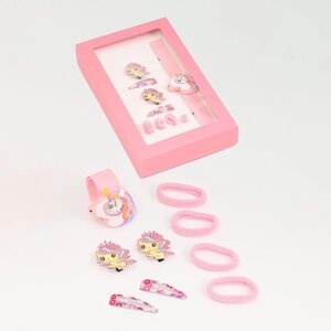 Детский подарочный набор для девочек 'Пони' 9 в 1 наручные часы, 4 резинки, 2 зажима, 2 невидимки 7