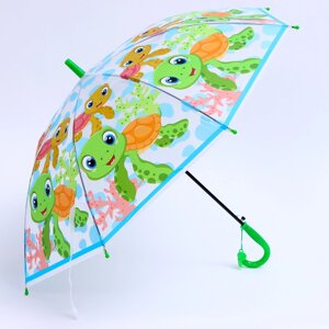 Детский зонт п/авт со свистком 'Морские черепашки' d 84 см, 8 спиц, 65 x 7 x 6 см
