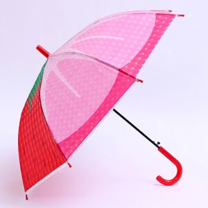 Детский зонт п/авт 'Ягодный принт Клубника' d 84 см, R 42 см, 8 спиц, 68 x 10 x 8 см