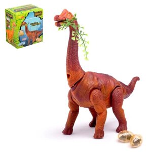 Динозавр 'Брахиозавр травоядный'работает от батареек, откладывает яйца, с проектором, цвет коричневый