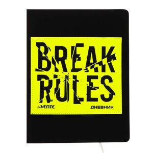 Дневник универсальный 1-11 класса Break Rules. Yellow, твёрдая обложка с поролоном, искусственная кожа, ляссе, блок 80