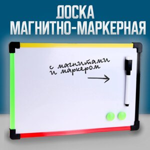 Доска магнитно-маркерная с магнитами и маркером 'Цветная' 1 x 30 x 20 см, МИКС