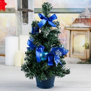 Ёлка декор 'Новогодний восторг' 30 см, синяя пуансетия