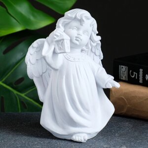 Фигура 'Ангел с фонариком' белый 7х10х15см