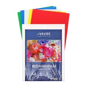 Фоамиран цветной A4 'deVENTE' 5 цветов х 5 листов, толщина 5 мм, пластиковый пакет с европодвесом