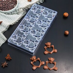 Форма для шоколада и конфет 28x14 см 'Влюблённые мишки'8 ячеек