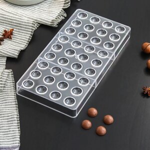 Форма для шоколада и конфет KONFINETTA 'Полусфера'28x14 см, 36 ячеек, ячейка 2x1 см