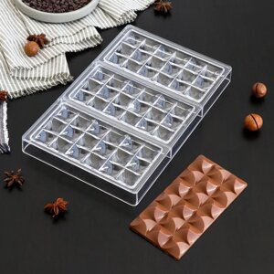 Форма для шоколада KONFINETTA 'Акапулько'27,5x17,5x2,5 см, 3 ячейки (15,3x7,5x0,8 см)