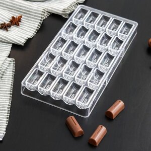 Форма для шоколада KONFINETTA 'Батончик'28x14x2,5 см, 25 ячеек (1,8x3,9x1,5 см)