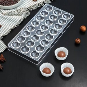 Форма для шоколада KONFINETTA 'Полусфера'27,5x13,5 см, 24 ячейки (3x3 см)