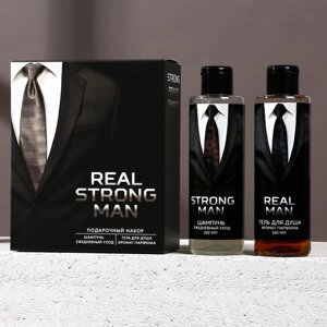 Гель для душа и шампунь для волос 'REAL STRONG MAN'2 х 200 мл, подарочный набор косметики , HARD LINE