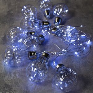 Гирлянда 'Нить' 3 м роса с насадками 'Лампочки объёмные'IP20, серебристая нить, 100 LED, свечение белое, 3.5 В