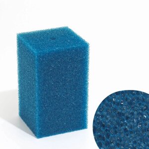Губка прямоугольная для фильтра 15, крупнопористая, 12 х 12 х 20 см, синяя