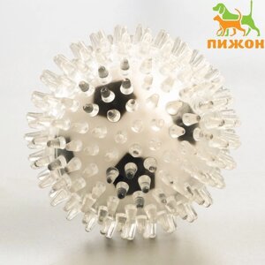 Игрушка для собак 'Мяч футбол 2 в 1'TPR+винил, 9,5 см, прозрачная/чёрная/белая