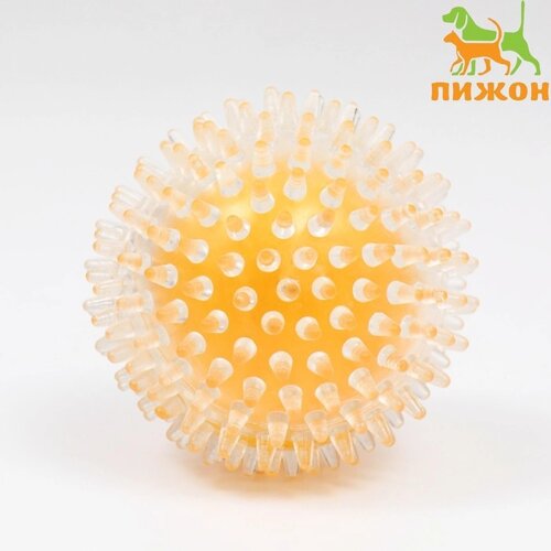 Игрушка для собак 'Мяч теннис 2 в 1'TPR+винил, 9,5 см, прозрачная/жёлтая