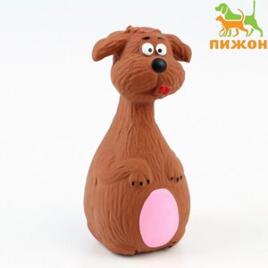 Игрушка пищащая для собак 'Пёс-кегля'14 см, коричневый/розовый
