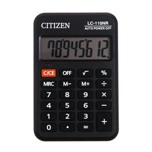 Калькулятор карманный Citizen 'LC-110NR'8-разрядный, 58 х 88 х 11 мм, питание от батарейки, черный