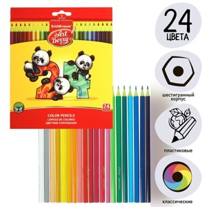 Карандаши 24 цвета ErichKrause ArtBerry премиум, пластик, шестигранные, 2.6 мм грифель, картонная упаковка, европодвес