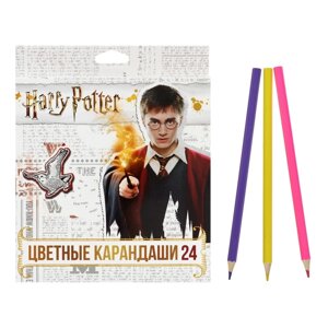 Карандаши цветные 24 цвета 'Гарри Поттер'заточенные, картонная коробка, европодвес